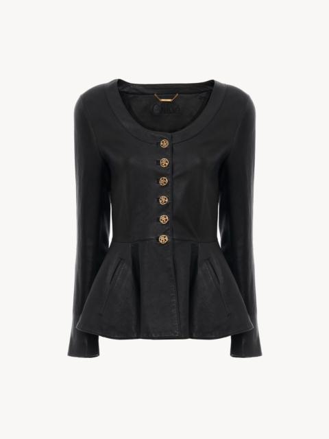 Chloé PEPLUM RIDING JACKET IN LEATHER