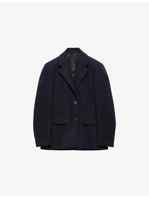 Prada Single-Breasted Branded Wool Jacket