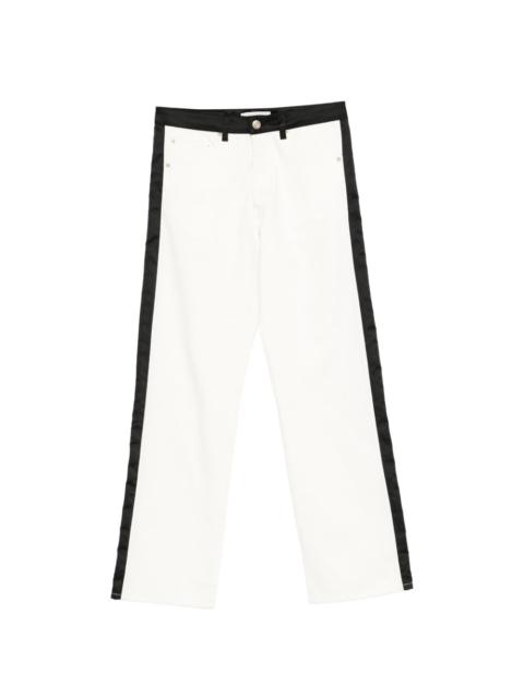 WALES BONNER belt-loop logo-patch trousers