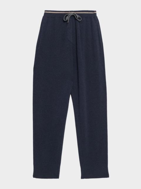 Brunello Cucinelli Ribbed Wool Cashmere Drawstring Pants
