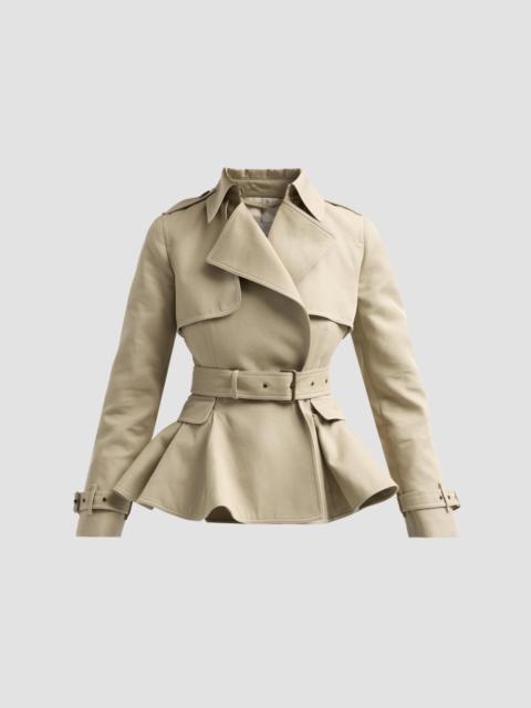 Burberry Women's Pembury Peplum Short Trench - Saltmarsh Beige