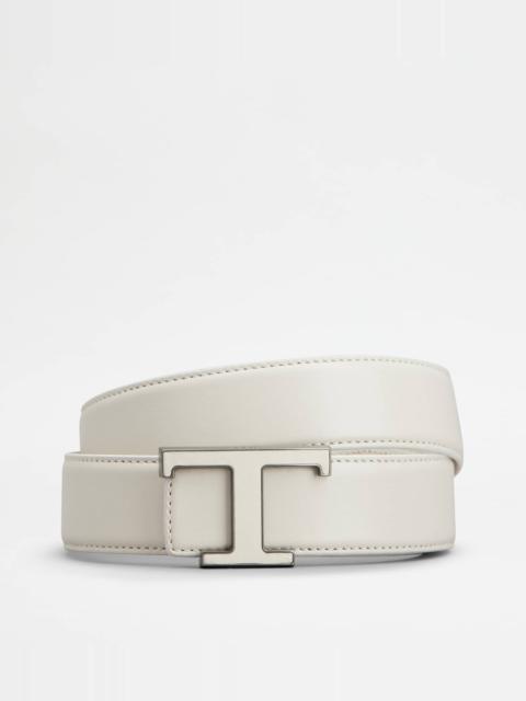 Tod's T TIMELESS REVERSIBLE BELT IN LEATHER - WHITE