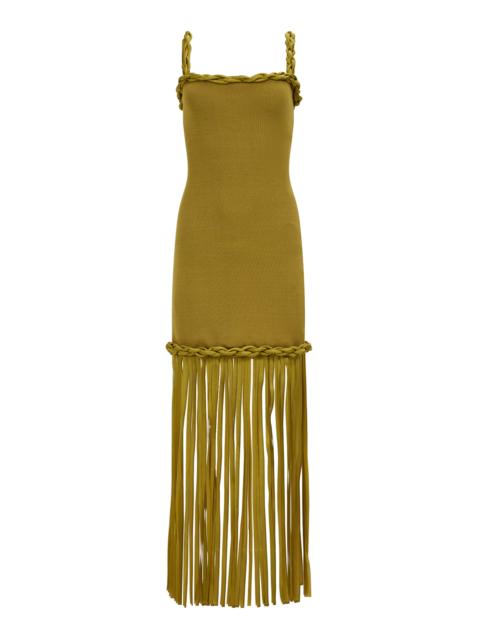 Aje. Ribiona Knitted Midi Dress olive