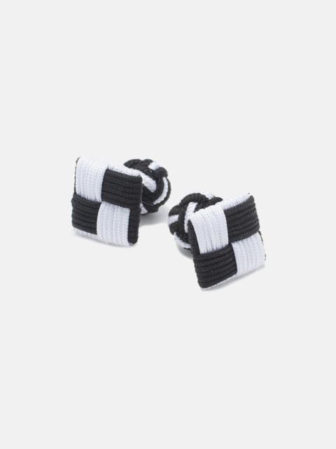 J. PRESS BLACK & WHITE COMBO KNOT CUFFLINKS