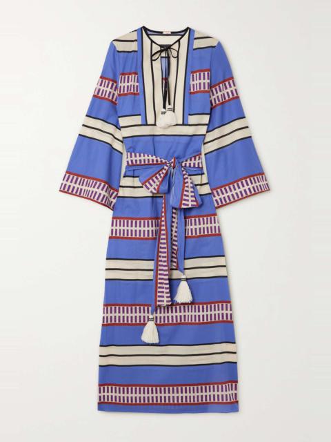 Johanna Ortiz + NET SUSTAIN Tropical Palm belted striped cotton-voile maxi dress