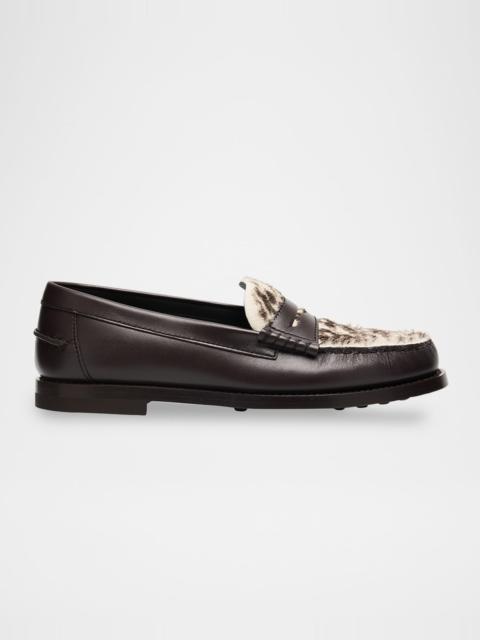 Tod's Leather and Pony Hair Penny Loafers
