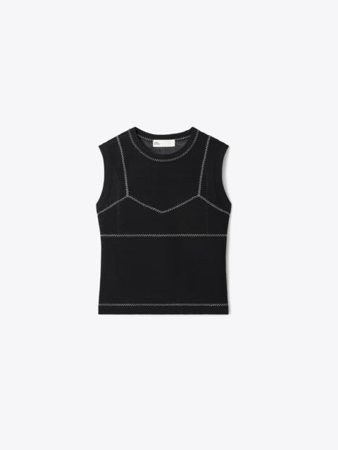 TORY BURCH Cotton And Nylon Mesh Top