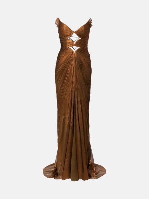 MARIA LUCIA HOHAN Cutout pleated silk gown