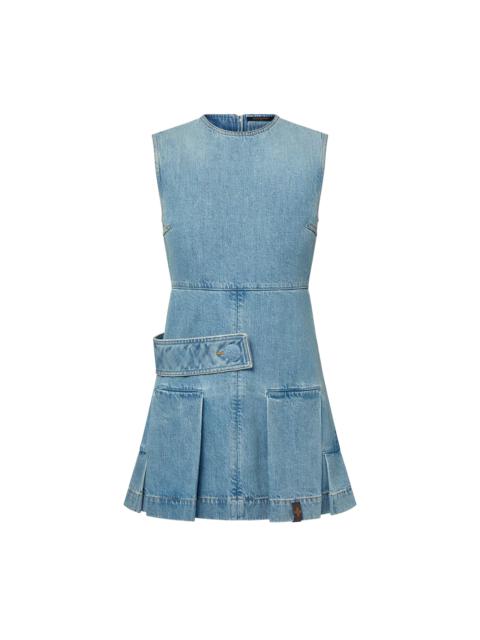 Louis Vuitton Denim Button Tab Pleat Dress