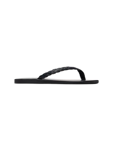 ANCIENT GREEK SANDALS Black Saionara Raffia Flip-Flops