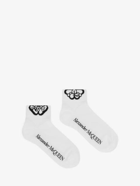 Alexander McQueen Women's Cut Seal Logo Socks in White/black