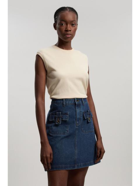 KAREN MILLEN Petite Denim Button Front Midi Skirt