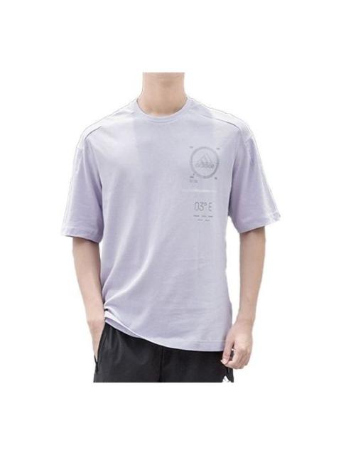 adidas Sports Round Neck Short Sleeve Purple FT2778