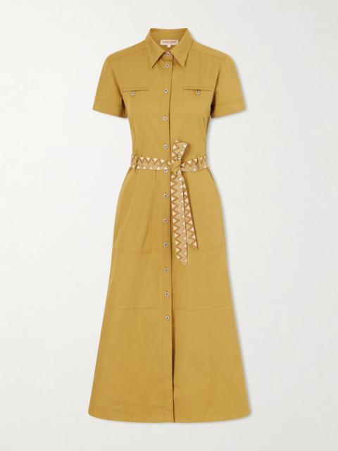 EMPORIO SIRENUSE Giselle belted cotton midi dress Green