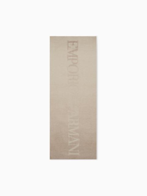 EMPORIO ARMANI STOLE IN BRUSHED FABRIC WITH OVERSIZED LOGO