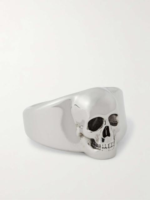 Alexander McQueen Skull Burnished Silver-Tone Signet Ring