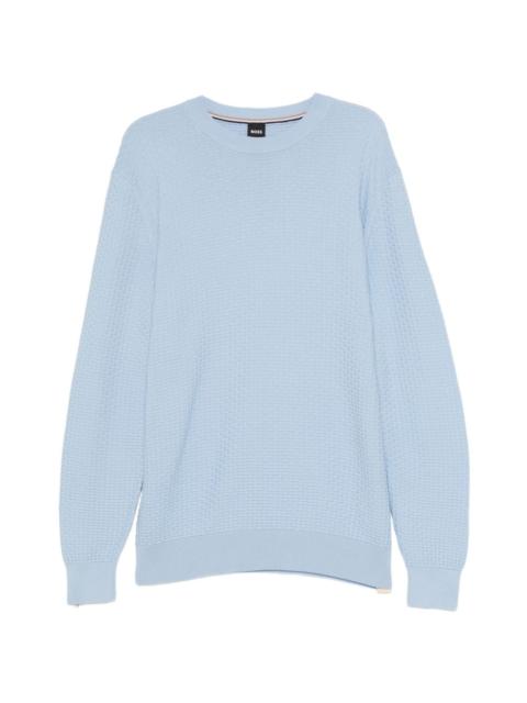 BOSS textured crew neck sweater