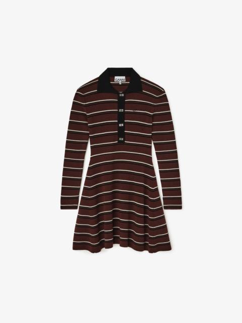 GANNI POLO DRESS IN STRIPED MERINO