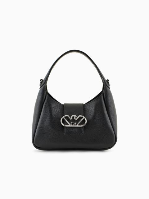 EMPORIO ARMANI Leather hobo handbag with eagle buckle