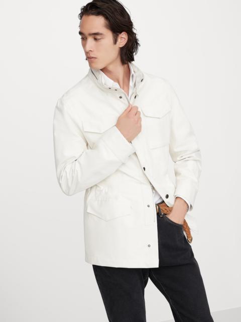 Linen and silk bonded panama field jacket with heat-bonded seams