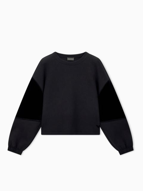 EMPORIO ARMANI DOUBLE JERSEY SWEATSHIRT WITH CHENILLE TAPE TRAVEL ESSENTIAL