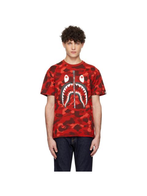 A BATHING APE® Red Color Camo Shark T-shirt