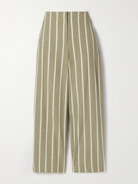 FAITHFULL Maeve Striped Cotton And Linen-blend Wide-leg Pants