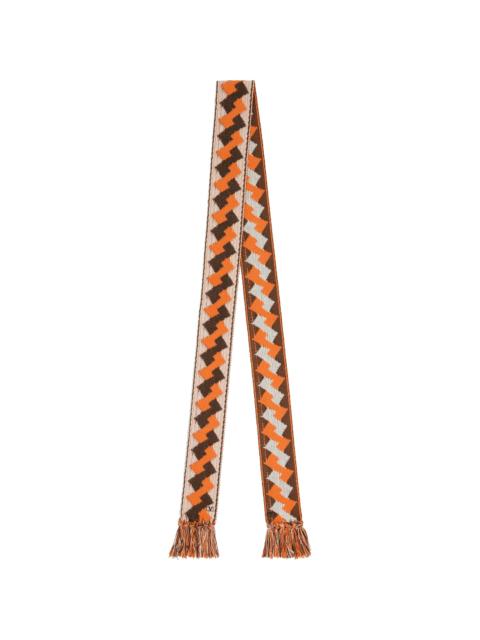 Valentino Brown & Orange Jacquard Scarf