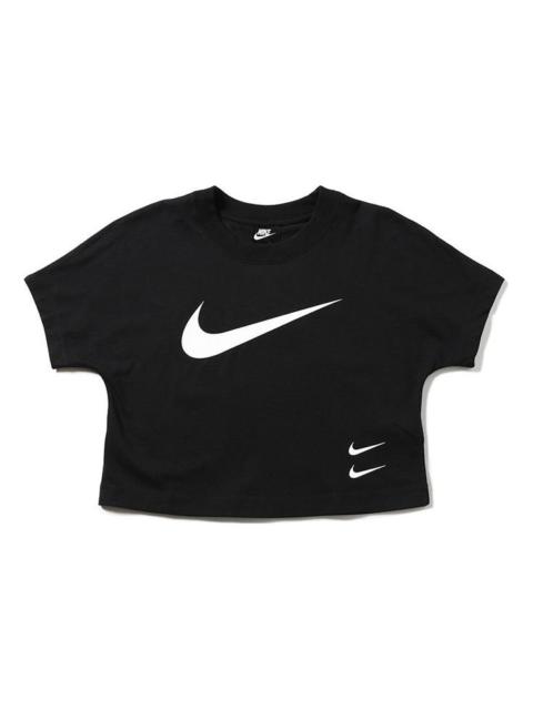 Nike (WMNS) Nike Sportswear Swoosh Logo Casual Short T-Shirt 'Black' CJ3765-010