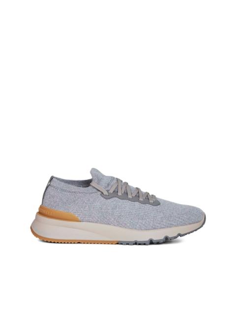 Brunello Cucinelli jacquard wool knit sneakers