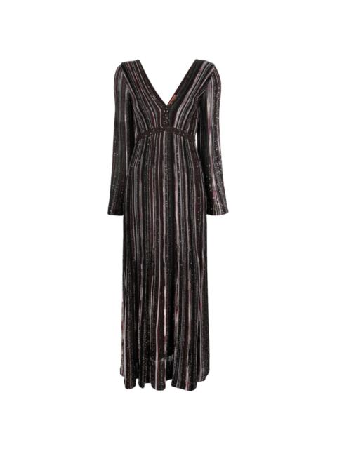 sequinned striped maxi dress