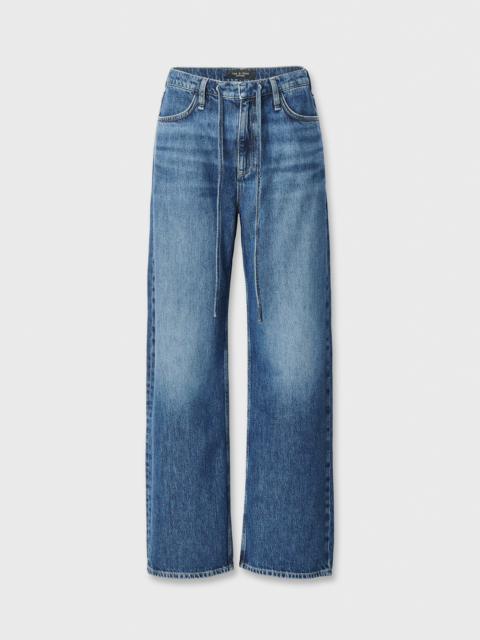 rag & bone Phoebe Drawstring Wide-Leg Jean Mid-RIse in Rigid Denim