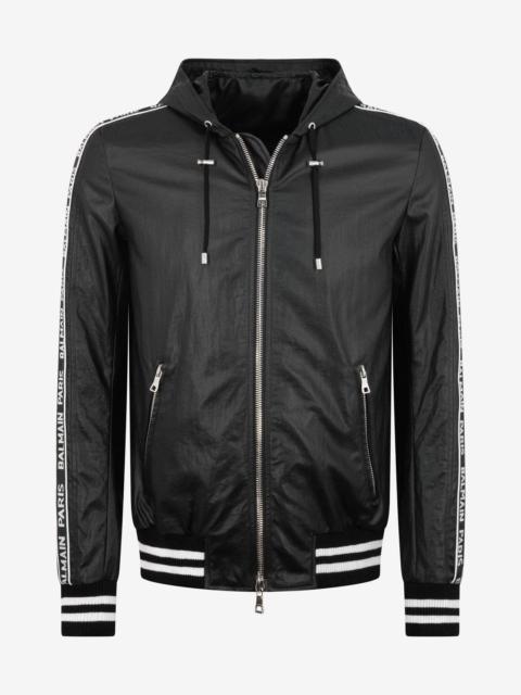 Balmain Balmain Black Coated Nylon Logo Band Jacket