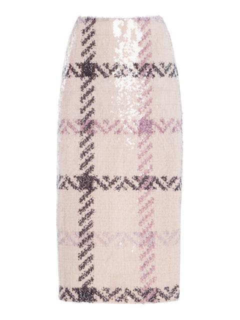BRANDON MAXWELL The Mercer  Paillette Patterned Midi Skirt plaid