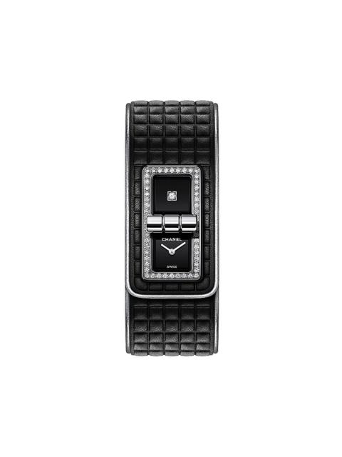 H6208 Code Coco steel, leather and 0.58ct brilliant-cut diamond watch