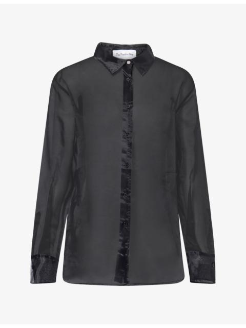 The Frankie Shop Peri Semi-Sheer Silk-Blend Shirt
