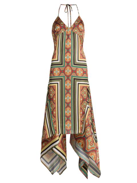 MISA Women's Sheila Printed Satin Handkerchief Midi-Dress - Majorelle Scarf
