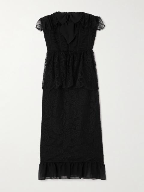 Alessandra Rich Strapless Layered Embellished Cotton-blend Lace Midi Dress