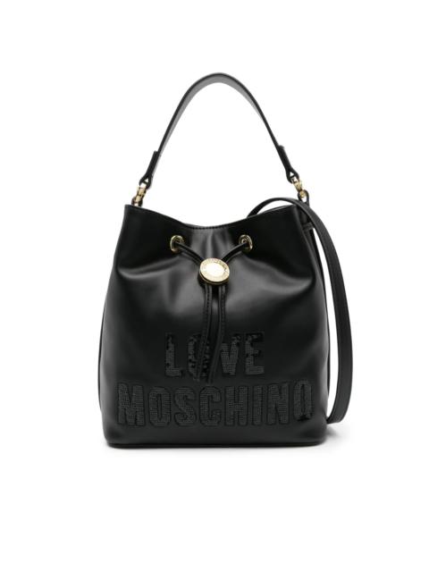 sequined-logo bucket bag