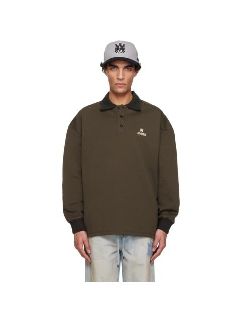 Brown MA Oversized Long Sleeve Polo