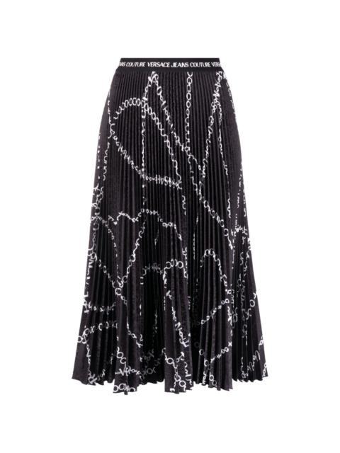 chain-print plissé skirt
