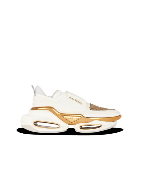 Balmain Leather, metal, lurex and suede B-Bold low-top sneakers