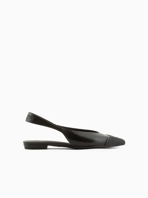 EMPORIO ARMANI Nappa leather slingback ballerinas with rubber toe