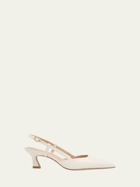 Stuart Weitzman Vinnie Leather Kitten Slingback Pumps