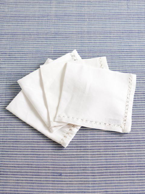 Gohar World Set Of Four Lace-trimmed Cotton And Linen-blend Napkins
