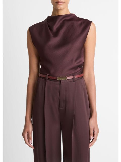 Vince Satin Draped Cowl-Neck Top