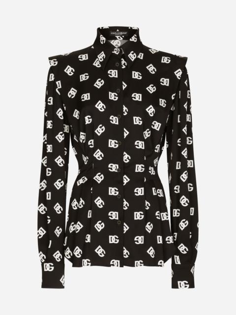 Dolce & Gabbana Charmeuse shirt with all-over DG logo print