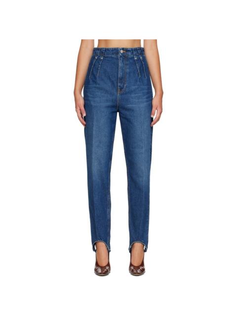 MUGLER Blue Washed Denim Cigarette Stirrup Jeans