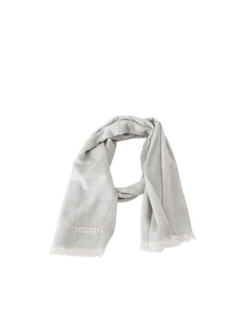 Missoni logo-embroidered fringed scarf