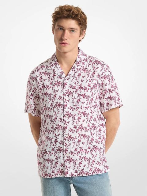 MICHAEL KORS Floral Print Linen Camp Shirt
